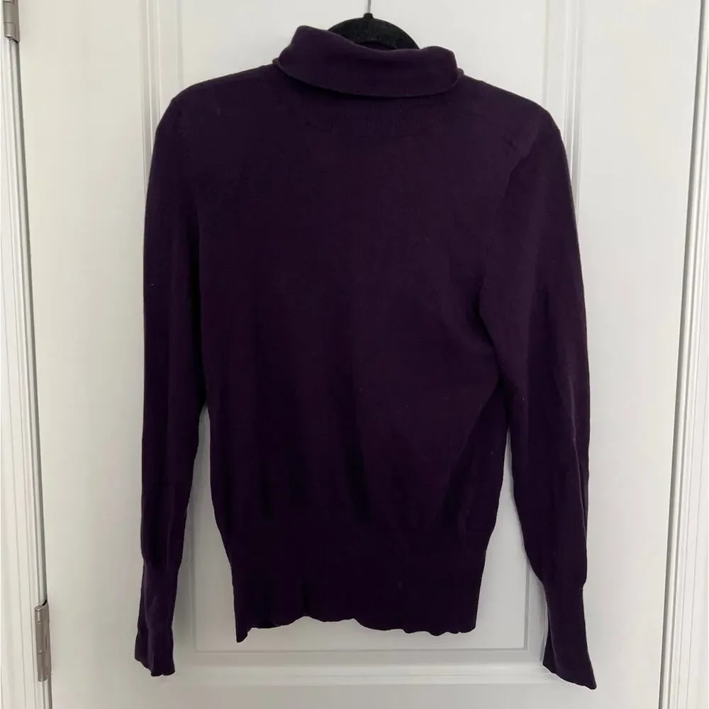 Banana Republic Silk Blend Long Sleeve Turtleneck Sweater Violet Women's Size M